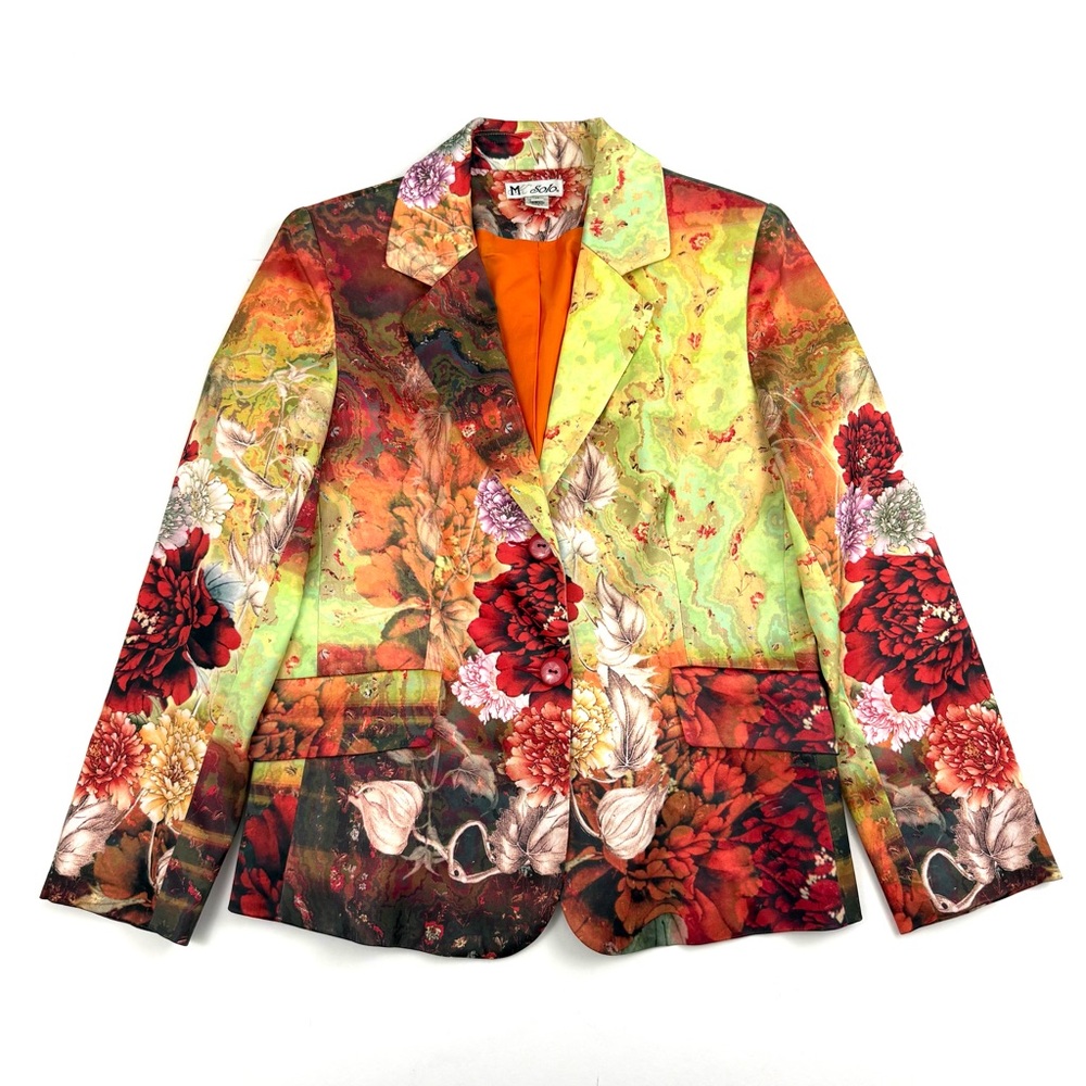 MK Solo Emanuel Bold Floral Print Multicolor Women’s 2 Button Blazer Jacket